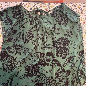 LC Lauren Conrad green and black Floral Blouse